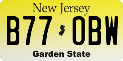 NJ license plate B77OBW