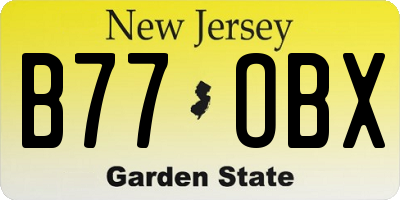 NJ license plate B77OBX