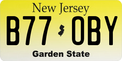 NJ license plate B77OBY