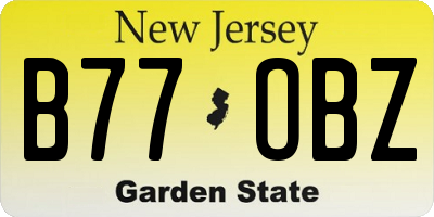 NJ license plate B77OBZ