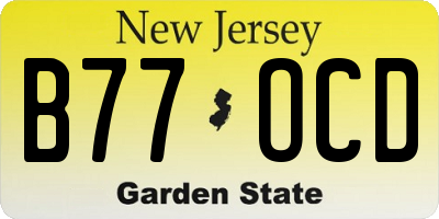 NJ license plate B77OCD