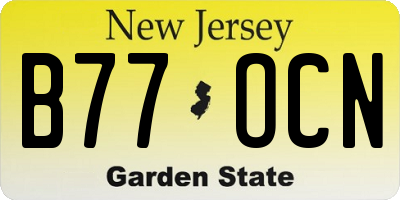 NJ license plate B77OCN