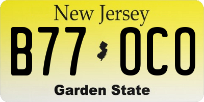 NJ license plate B77OCO