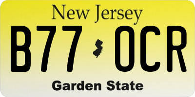 NJ license plate B77OCR