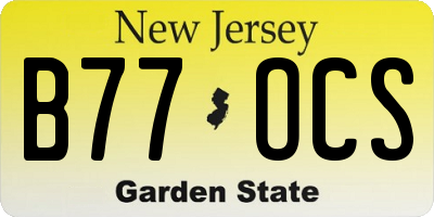 NJ license plate B77OCS