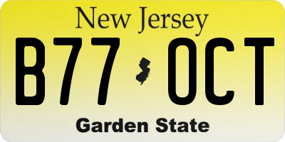 NJ license plate B77OCT