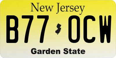 NJ license plate B77OCW