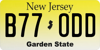 NJ license plate B77ODD