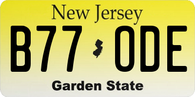 NJ license plate B77ODE