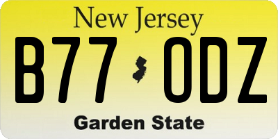 NJ license plate B77ODZ