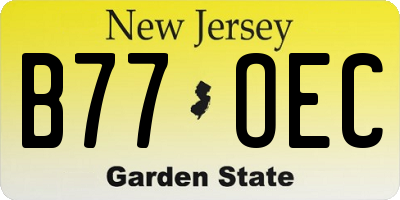 NJ license plate B77OEC