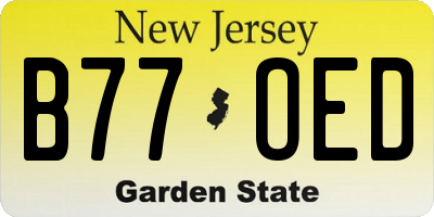 NJ license plate B77OED