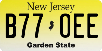 NJ license plate B77OEE