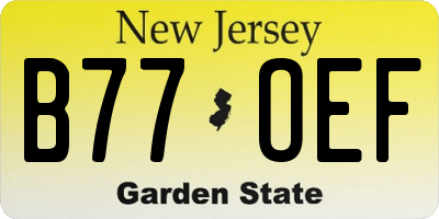 NJ license plate B77OEF