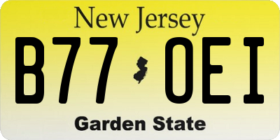 NJ license plate B77OEI