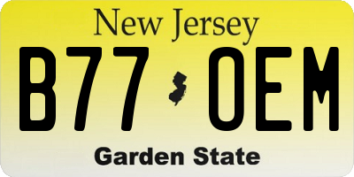 NJ license plate B77OEM