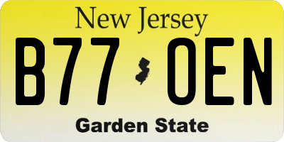 NJ license plate B77OEN