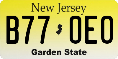 NJ license plate B77OEO