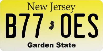 NJ license plate B77OES