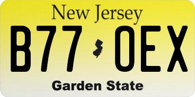 NJ license plate B77OEX