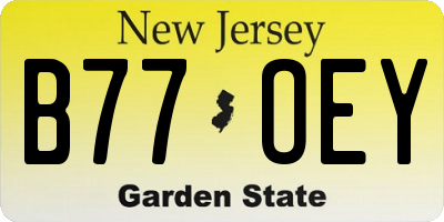 NJ license plate B77OEY