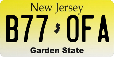 NJ license plate B77OFA