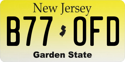 NJ license plate B77OFD