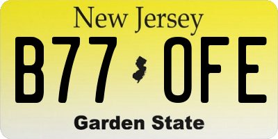 NJ license plate B77OFE