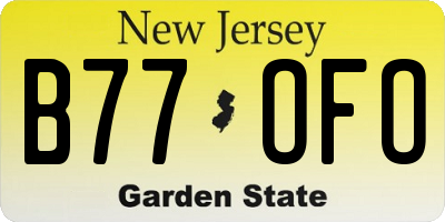NJ license plate B77OFO