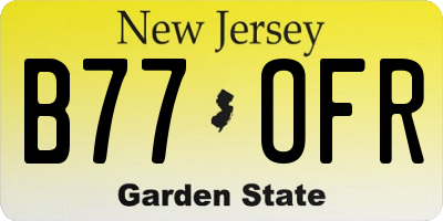 NJ license plate B77OFR