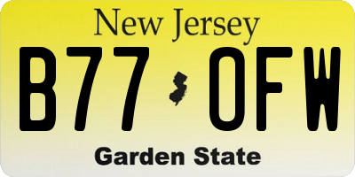 NJ license plate B77OFW