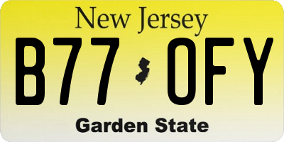 NJ license plate B77OFY
