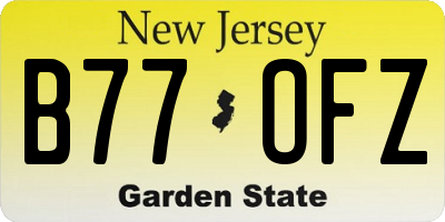 NJ license plate B77OFZ