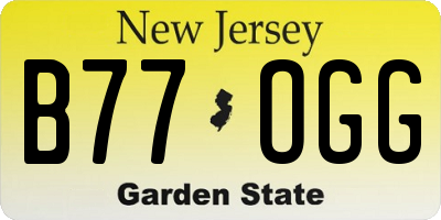 NJ license plate B77OGG