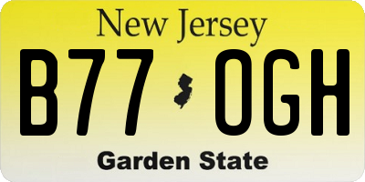NJ license plate B77OGH