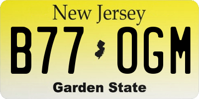 NJ license plate B77OGM