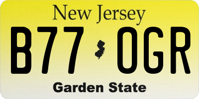 NJ license plate B77OGR