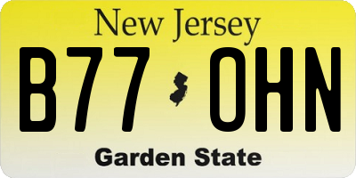 NJ license plate B77OHN