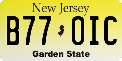 NJ license plate B77OIC