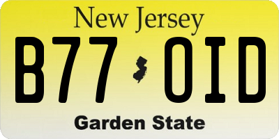 NJ license plate B77OID