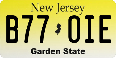 NJ license plate B77OIE