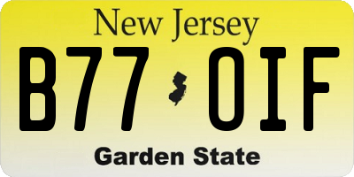 NJ license plate B77OIF