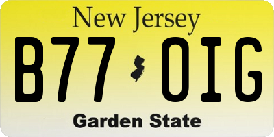 NJ license plate B77OIG