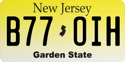 NJ license plate B77OIH