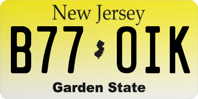 NJ license plate B77OIK