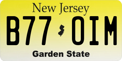 NJ license plate B77OIM