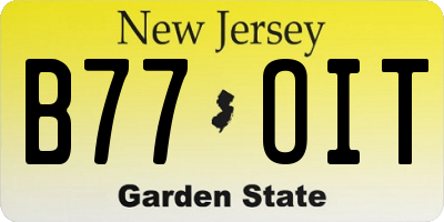 NJ license plate B77OIT