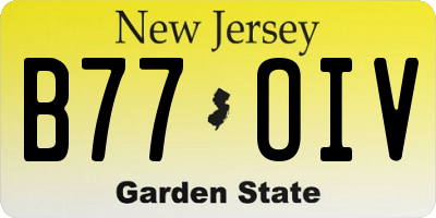 NJ license plate B77OIV