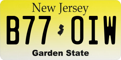 NJ license plate B77OIW