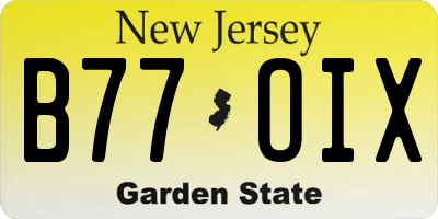 NJ license plate B77OIX